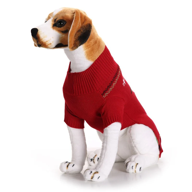 Одежда для собак Зимний Рождественский свитер с оленем и красным носом чихуахуа
