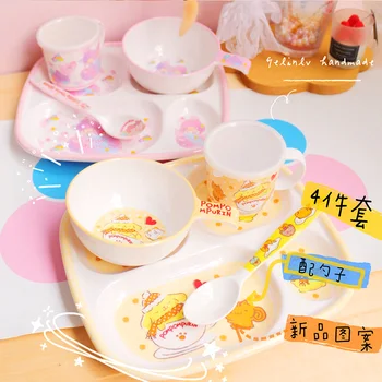 

4pcs/set Melody Tableware Children Dinnerware Minnie Spoon Dishes and Plates Cups Cute Kitchen Supplies cutlery