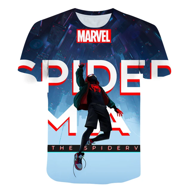 Hot sales Spider man T-Shirt Marvel Cartoon Fun Short Sleeve Shirt Boys Girls Street Fashion Harajuku Hot movie Children's Tops T-shirt-X288