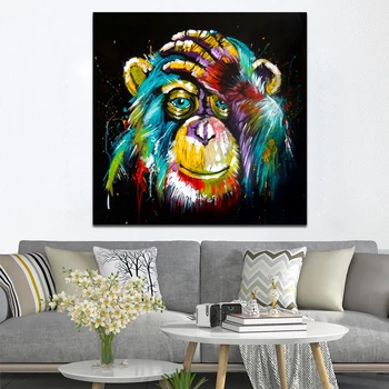 

Colorful Thinking Monkey Wall Art Canvas Painting Wild Animals Pop Art Posters Paintings Wall Decorative Pictures For Bedroom