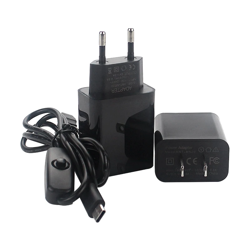 Raspberry Pi 4 B адаптер питания 5 В 3A источник штепсельная вилка EU US 1 м переключатель USB