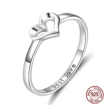 

Ring Simple Heart Finger Minimalist Best Love Engraved Promise Engagement Rings for Women 925 Silver Jewelry s
