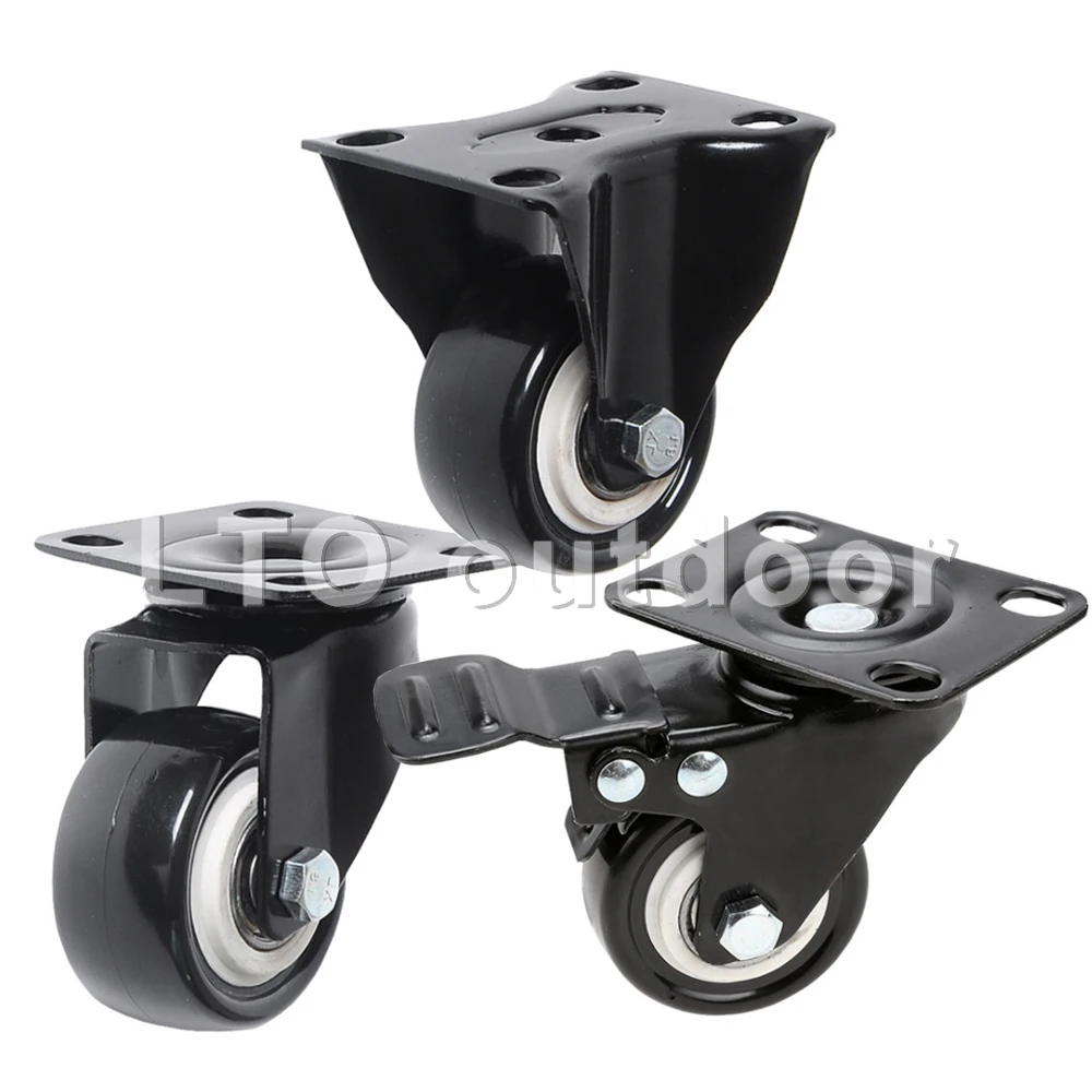 

1.5/2inch Heavy Duty Swivel Plate Casters Mute PU Wheels with 360 Degree Castors For Industrial Trolley Caster