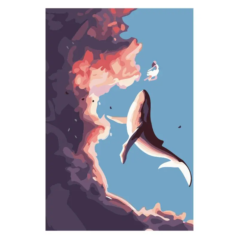 Painting By Numbers DIY Dropshipping 40x50 Whales in the sea Animal Canvas Weddi | Дом и сад