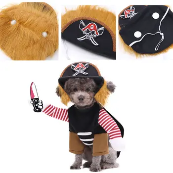 

Pirate Pattern Windproof Pet Dog Clothes Halloween Costume Daily Travel Outdoor Two Legs Autumn Warm Cosplay Polyester Festival