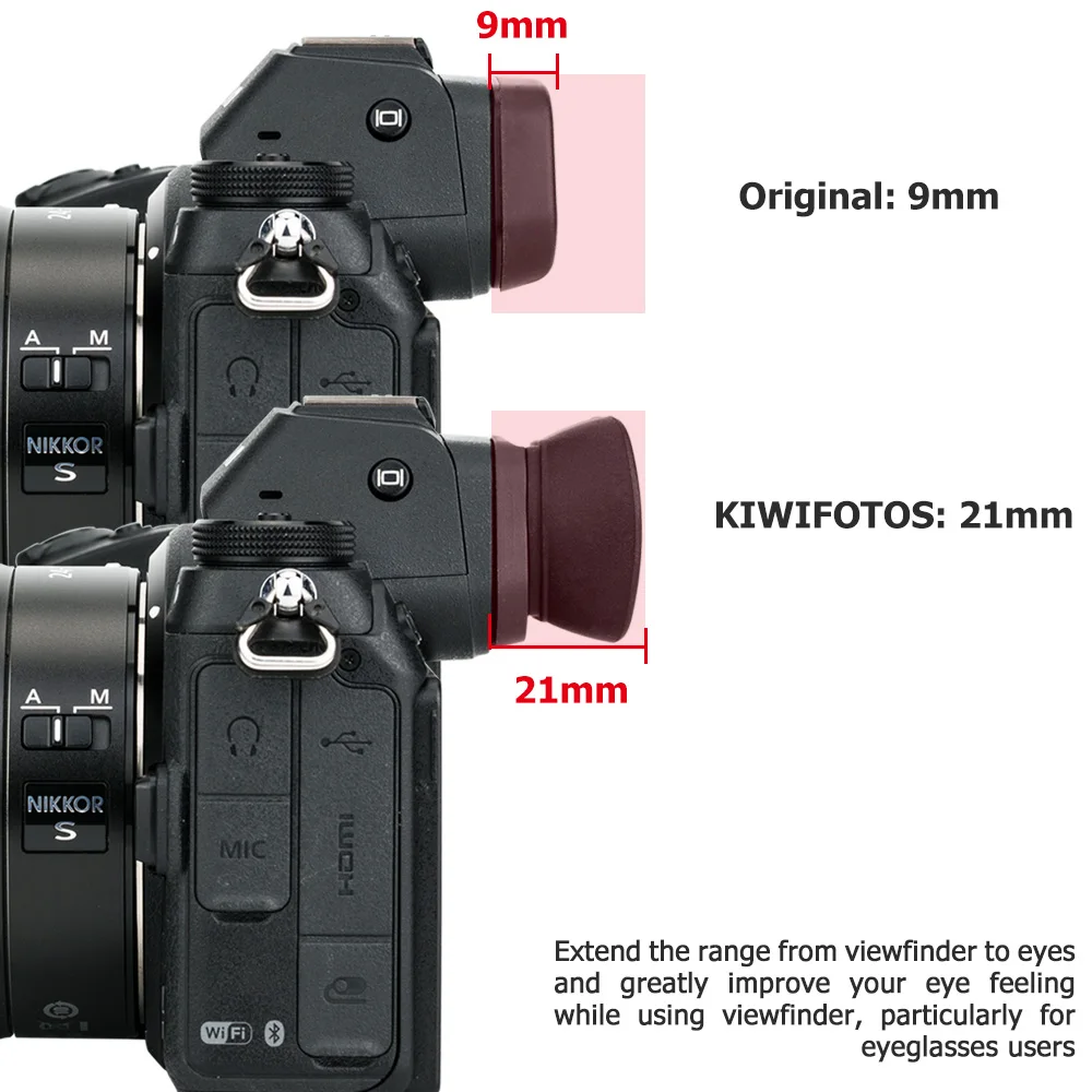 Kiwi silicone macio estendido câmera eyecup visor