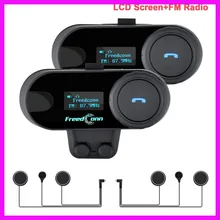 FreedConn-intercomunicador para casco de motocicleta TCOM-SC, auriculares con Bluetooth, pantalla LCD, Radio FM, T-COM, micrófono suave y manual SC