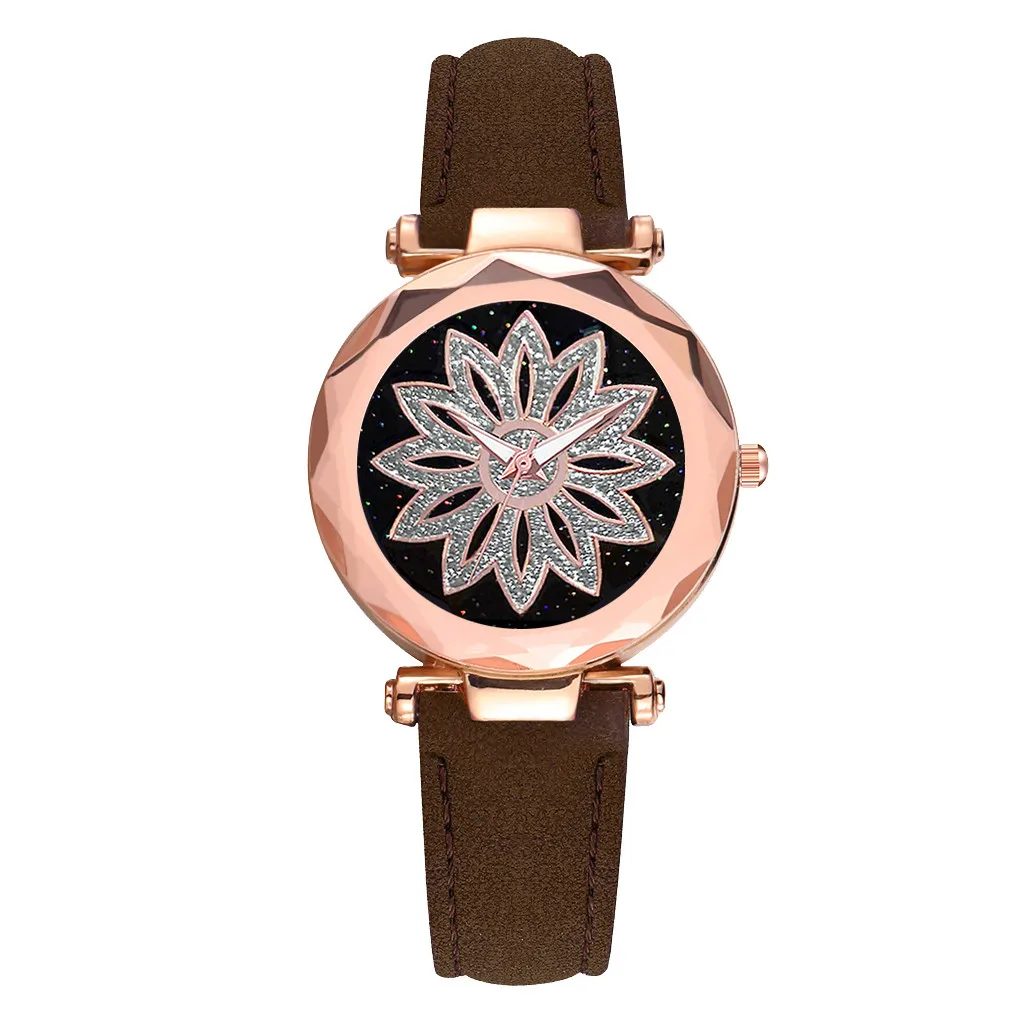 Женские часы reloj mujer, лаконичный минималистичный цветок, вращающийся циферблат, ремень, женские кварцевые часы bayan kol saati montre femme