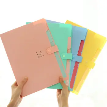 

5 Pockets Plastic Expanding File Folders A4 Letter Size Snap Closure Paper Organizer Set of 4 Multicolored