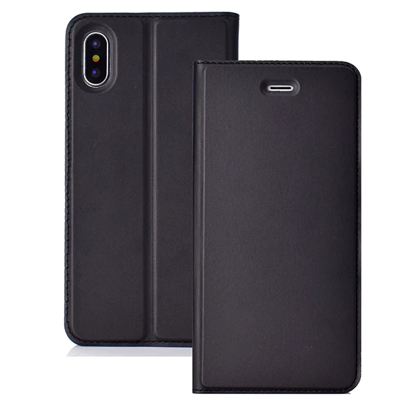 Black Кожаный чехол-бумажник с откидной крышкой для телефона iPhone XS X 7 6 XR XS MAX, роскошный чехол-книжка для телефона чехол для iPhone 7 8 6 6s plus Coque Funda - Цвет: Black