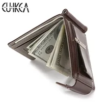 CUIKCA, тонкий кожаный кошелек, сумка для монет, зажим для денег, чехлы для карт, на молнии, для женщин и мужчин, кошелек, для ID, кредитных карт, с застежкой