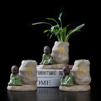 

Succulent Flower Pot Ceramics New Creative Home Retro Small Monk Decorations Succulent Flower Pot Containers