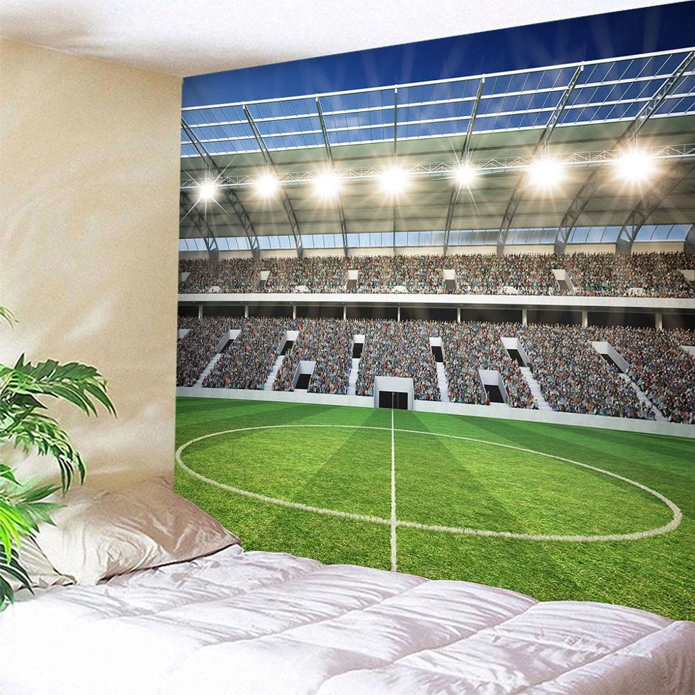 3D Printed Football field Tapestries Wall Hanging Light Tapestry Travel
