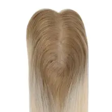 Moresoo Топпер для волос Remy человеческие волосы Топпер с клипсами для женщин основа 1,5X5 дюймов 10-18 дюймов# T6/613 коричневый Омбре блонд