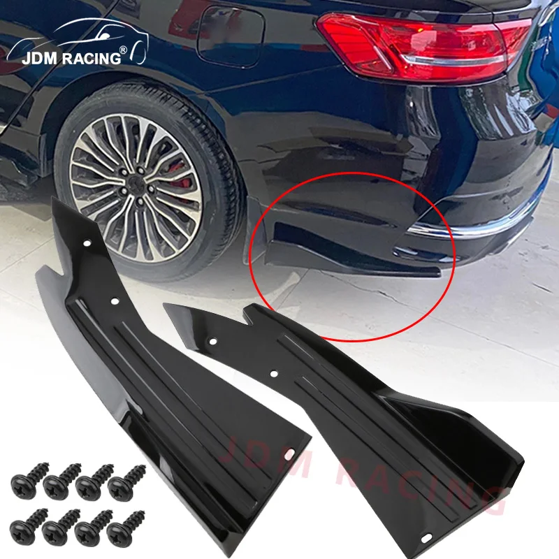 2 pcs Car Plastic Rear Bumper Lip Anti-crash Spoiler Canard Diffuser Wrap Angle Splitter Fit for most cars 