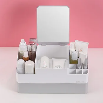 

Desktop Cosmetics Storage Box Makeup Mirror Storage Box Lipstick Rack Organizzatore Cassetti Container Makeup Box Skin Care Rack