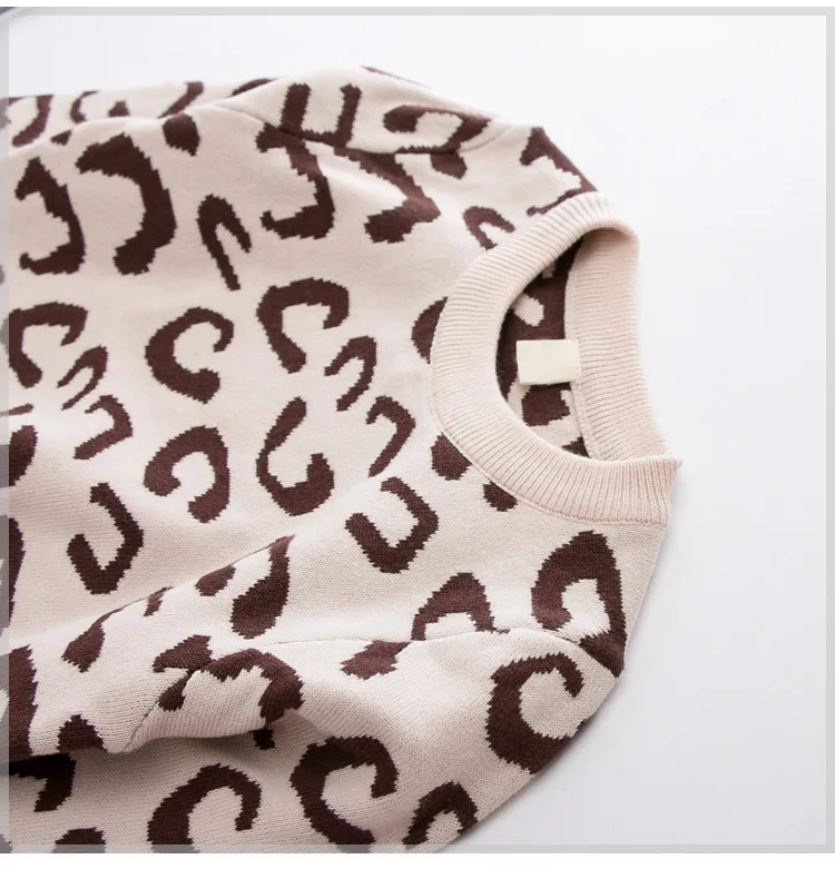 Весенне-Осенняя детская одежда; Детский свитер с леопардовым узором для мальчиков и девочек; пуловер с длинными рукавами; Детский свитер