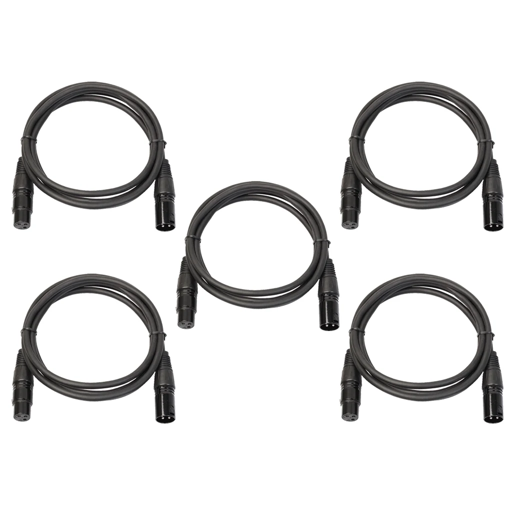 5Pack of Microphone Lead,Mic Cable, XLR Patch Lead Balanced,Male to Female,1.8m