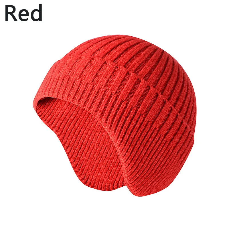 Unisex Winter Ear Protection Hats Soft Knitted Skullies Beanie Caps Men Women Knit Earflap Female Warm Cycling Cap 2021 New