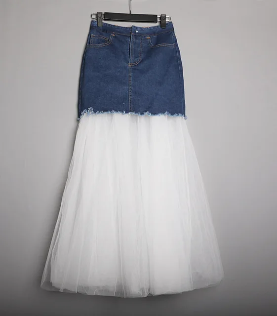 jeans skirt with tulle