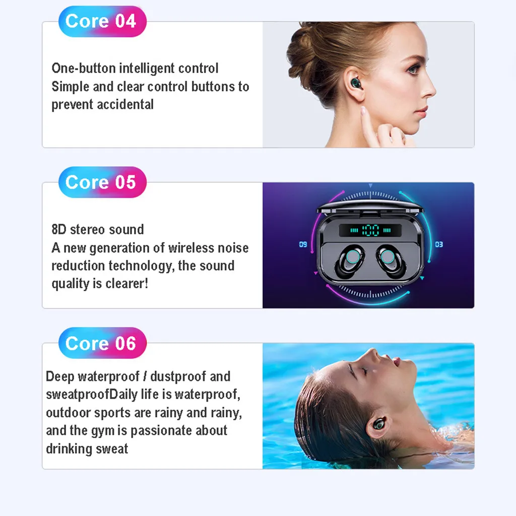Bluetooth 5,0 гарнитура TWS беспроводные наушники мини наушники стерео наушники IPX7 водонепроницаемый Micro USB