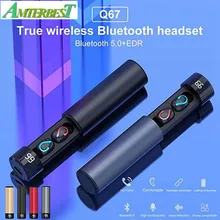 AMTERBEST Q67 TWS, Bluetooth 5,0, наушники, стерео беспроводные наушники, водонепроницаемая гарнитура, стерео наушники с внешним аккумулятором для телефонов