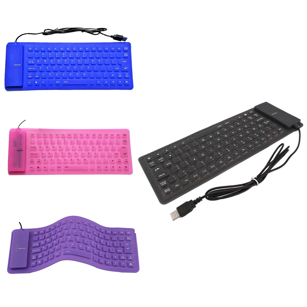 

85 Key Mini Flexible Silicone Folding PC Wired Keyboard For Notebook Foldable Portable Keyboard
