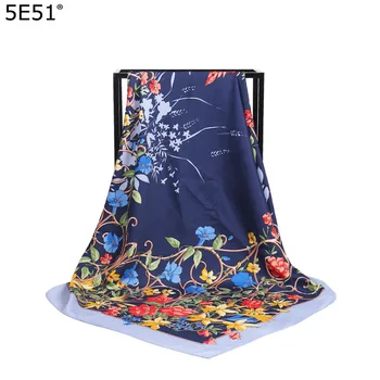 

Fashion Women soft satin brand scarf / Morning glory Printed quare silk scarves 100cm / Gifts Furoshiki Table Cloth