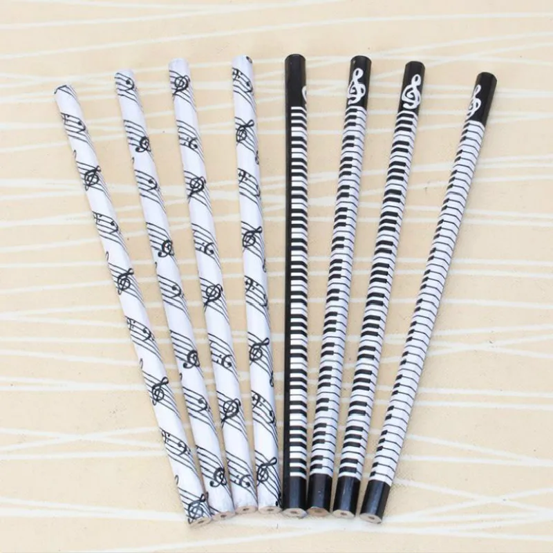 

12 Pcs/set Cute Musical Notes Wooden Standard Round Pencils Stationery Piano Note School Student Prize Pencil Gifts