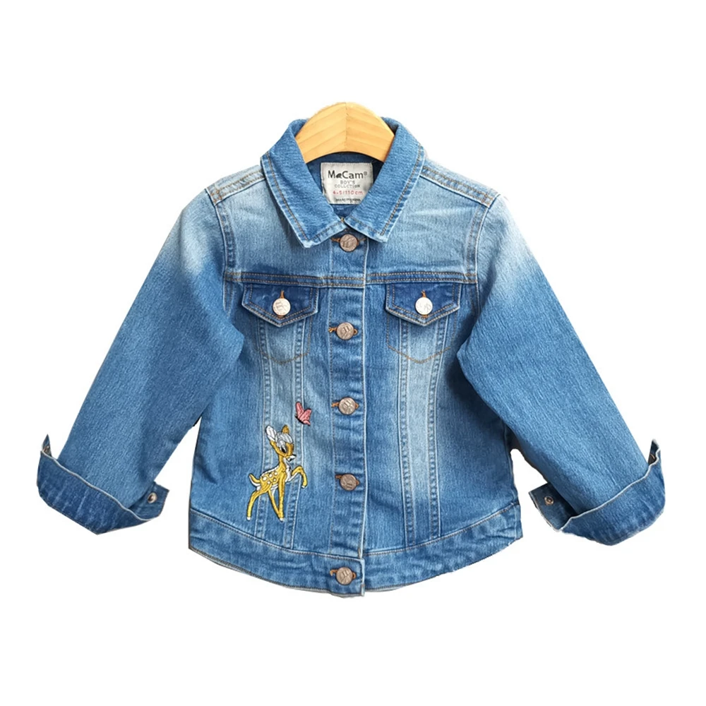3-6T High Quality Spring Girls Jackets Denim Outerwear Embroidery Flower Girl Coats Jeans Jacket Kids Clothing Children Clothes | Детская