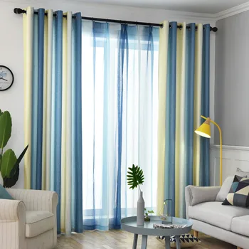 

Simple Modern Curtains for Living Room Shade Imitation Linen Curtins for Bedroom Nordic Style Gradient Striped Curtains Fabric