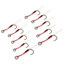

10Pcs Stainless Steel Jigging Spoon Fishing Hook With With Feather And Ring Jig Assist Fishhook Plate Saltwater Hook 14 & 15