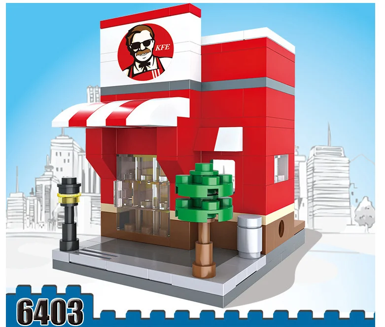 Детские строительные блоки игрушки 3D Мини город улица вид магазин Diy серии для детей подарок совместимы