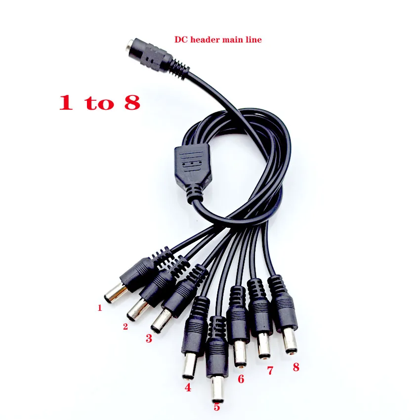 1PCS DC power 1 Female to 2 3 4 5 6 8 Male Way разветвленный коннектор для адаптера штекер кабеля 5,5 мм* 2,1 мм 12 В для CCTV камеры светодиодные полосы света - Цвет: 1PCS