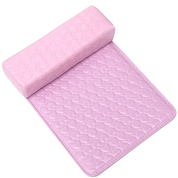 

1 Set of Manicure Hand Rest Cushion Pillow Pad Heart Pattern PU Leather Nail Art Arm Wrist Rest Holder Mat (Rosy)
