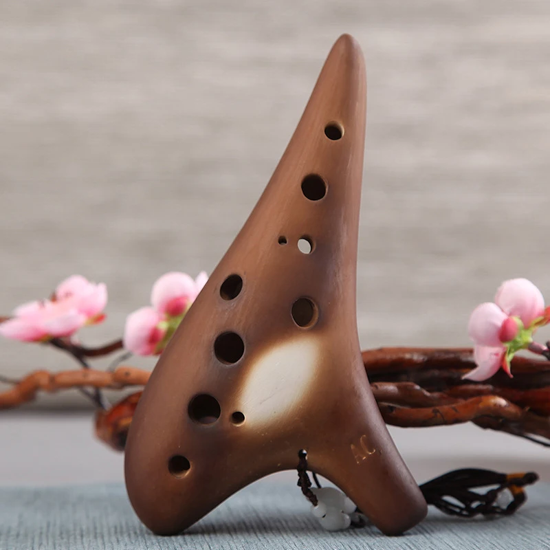 12 Holes Strawfired Burning Ocarina Alto C Key Ocarina Music Instrument