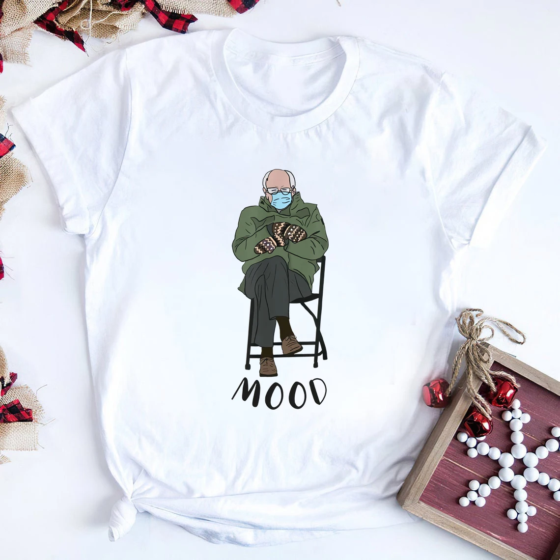 

Футболка с рукавицами Bernie Sanders, графическая футболка на день торжества, футболка Bernie Mood, футболки с изображением сидящего Берни