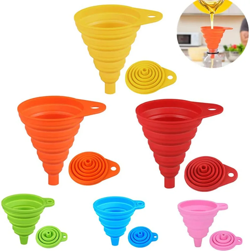 

Kitchen Tool DIY Food-Grade Folding Silicone Funnel Household Liquid Dispensing Mini Funnel Random Color