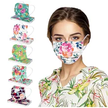 10/50PCS adult Flower Print Masks for Protection Face Mask Disposable Earloop mascherine Navidad Mascarillas Masque jetables
