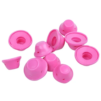 

10pcs/set Soft Rubber Magic Hair Care Rollers Silicone Hair Curler No Heat Hair Styling Tool Pink