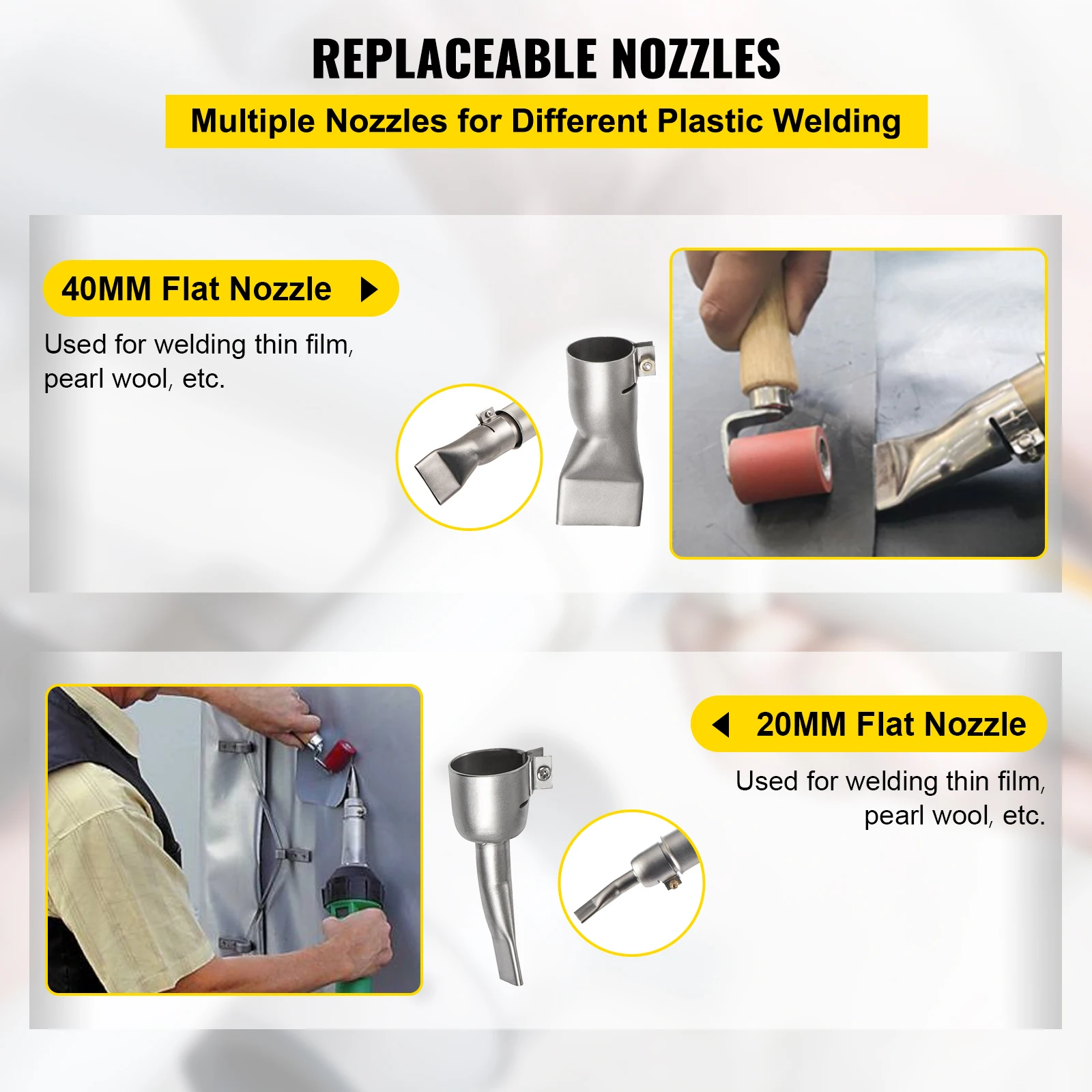 VEVOR 1600W Plastic Welding Gun 110V Hot Air Torch Palstic Welder Kit with Replacement Nozzles for PVC PP PE Pipe Vinyl Floor 4