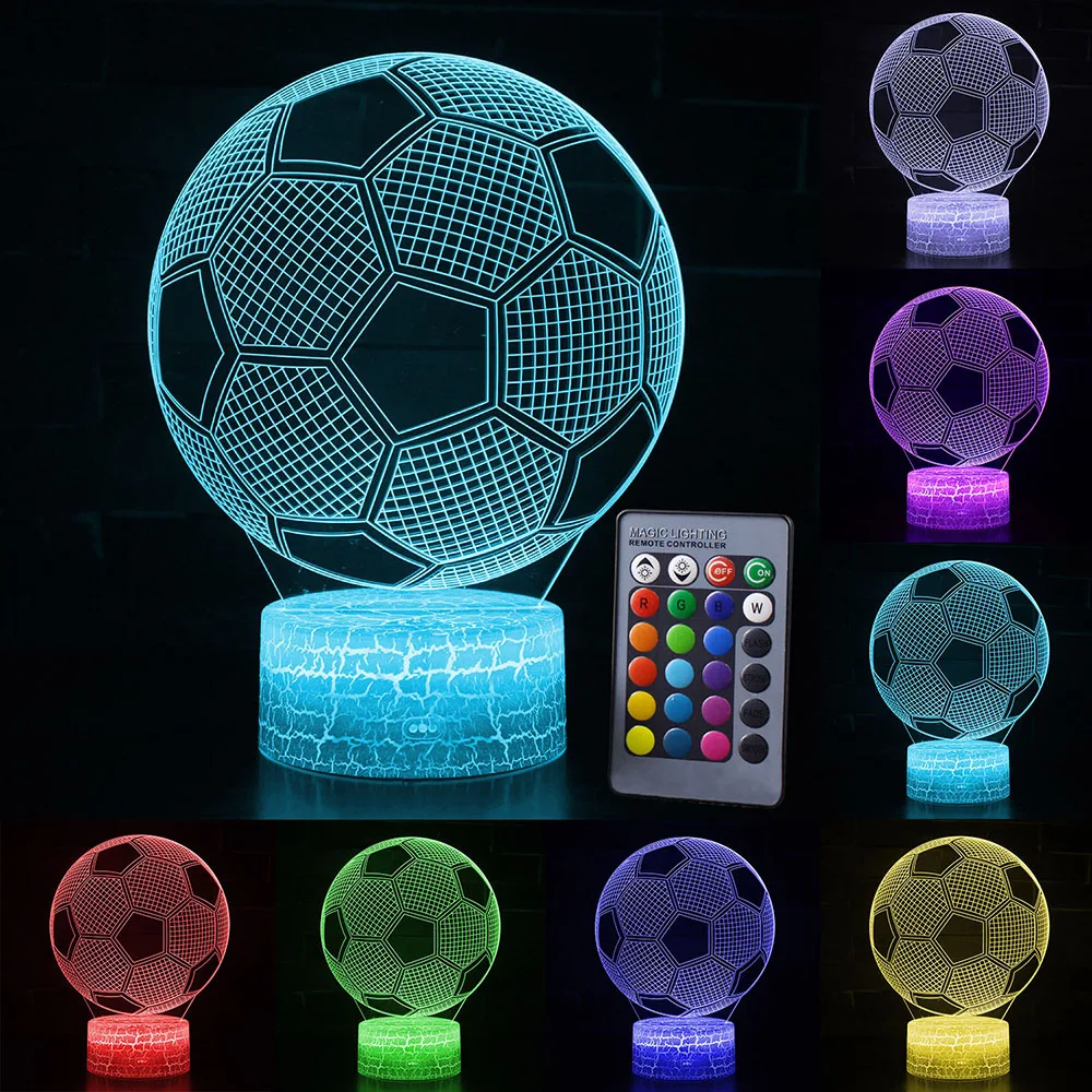 

Sale 3D Color Change LEDs Table Desk Lamp LED Night Light Remote/Touch Rugby Football Pattern Kids Xmas Gift Home decoration D30