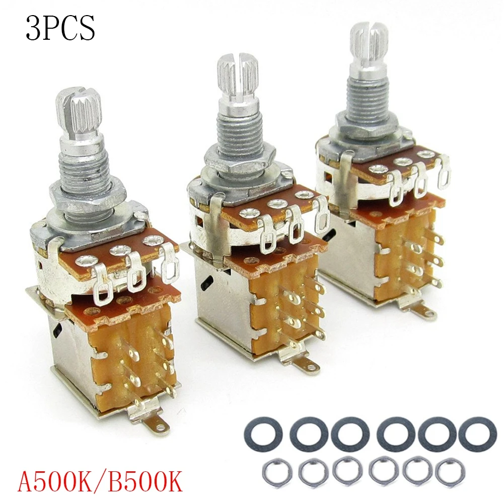 

3 Pack A500K/B500K Push Pull Guitar Control Sound/Volume Potentiometer For Gibson Les Paul Potentiometer Electric Guitar Volume
