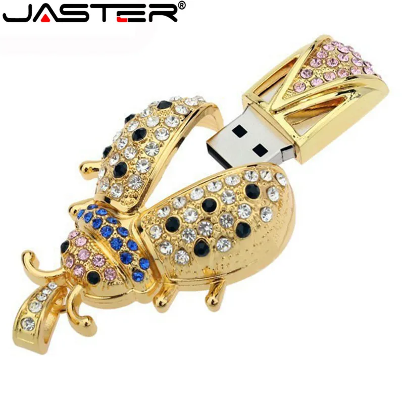 Usb флеш накопитель JASTER с кристаллами в виде жука usb 2 0 4 ГБ 8 16 32 64 бесплатная
