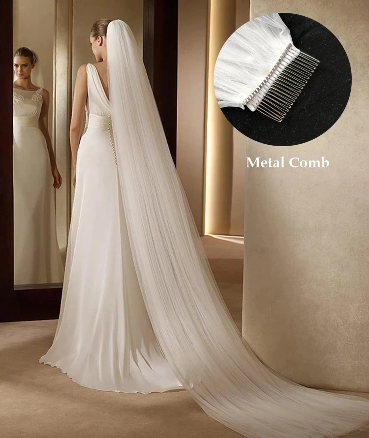 Wholesale Soft Tulle 3Meter 5Meter White Ivory Voile Mariee Long Wedding Veil With Metal Comb Bridal Headwear Vestido De Noiva | Свадьбы и