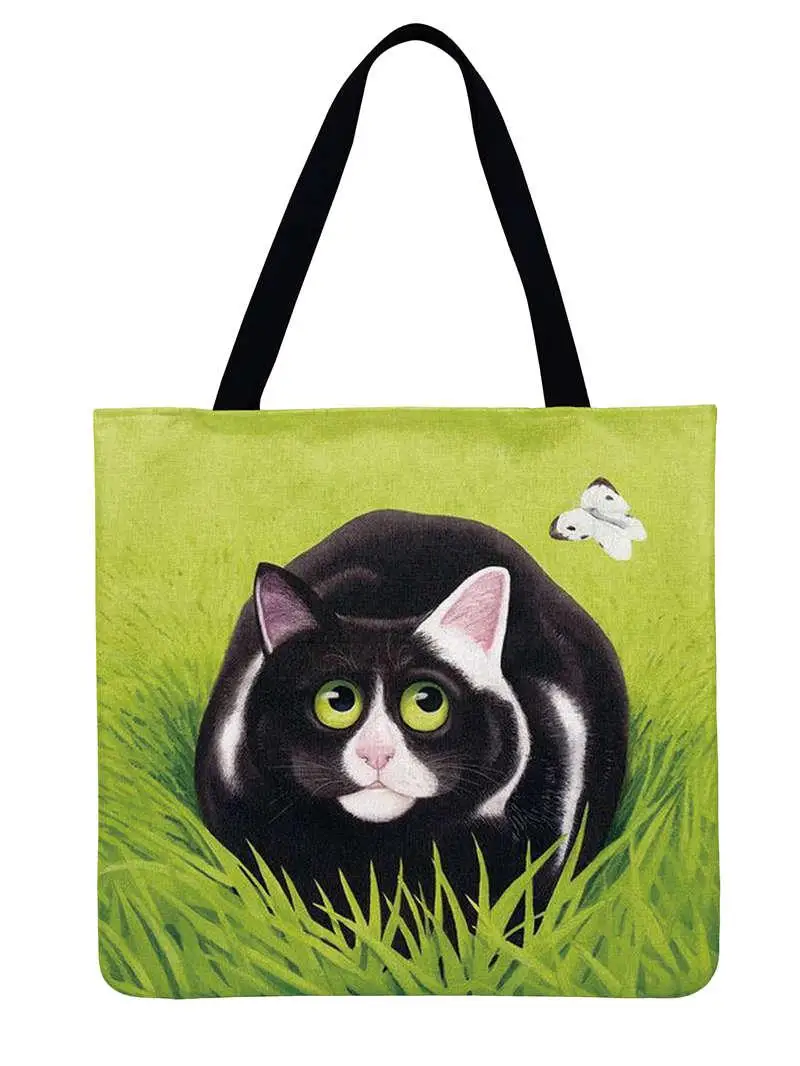 Женская сумка на плечо с принтом кошки, Повседневная сумка, пляжная сумка, Повседневная сумка, многоразовая сумка для покупок - Цвет: 4