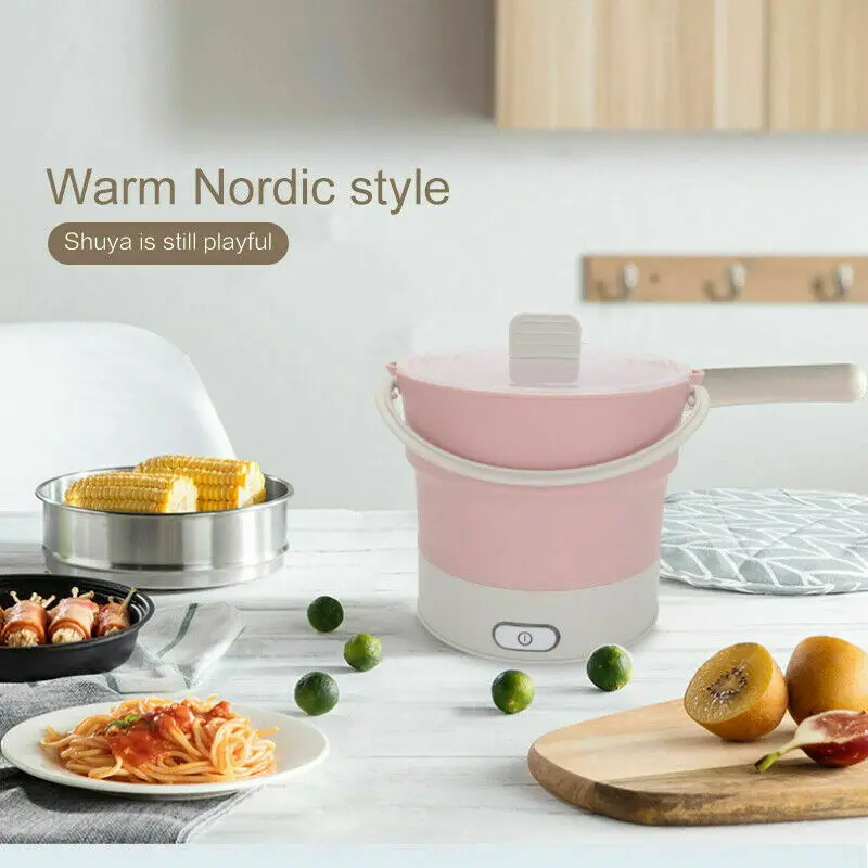Portable Electric Hot Pot Cooker Multi-Function Travel Folding Electric Skillet US Plug