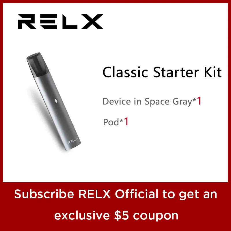 

RELX Classic Starter Kit Electronic Vape E-Cig Vape Pen E-cig MOD Vaper Atomizer Space Gray Quick Charge 350mAh Build-in Battery