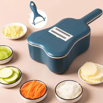 

ood Dicer Veggie Slicer Cutter Cheese Grater With 6 Multi-Functional Interchangeable Blades