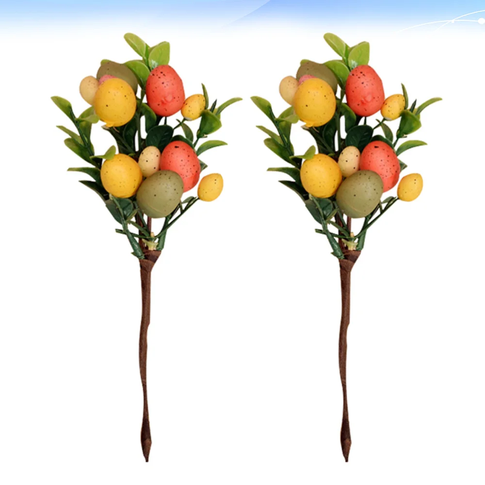 2pcs Colorful Eggs Artificial Leaves Decor Easter Bouquet Accessories Creative DIY Crafting Home Decoration Photography Props fo | Дом и сад